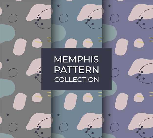 Memphis Pattern Collection In Natural Contemporary Style Vector Illustration