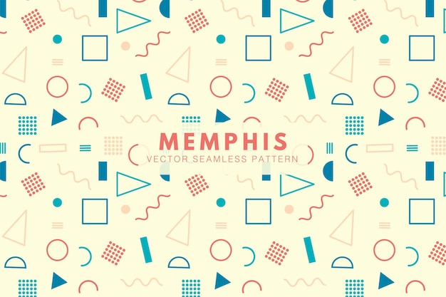 Vector memphis pattern colorful pastel geometric shapes seamless vector repeat pattern