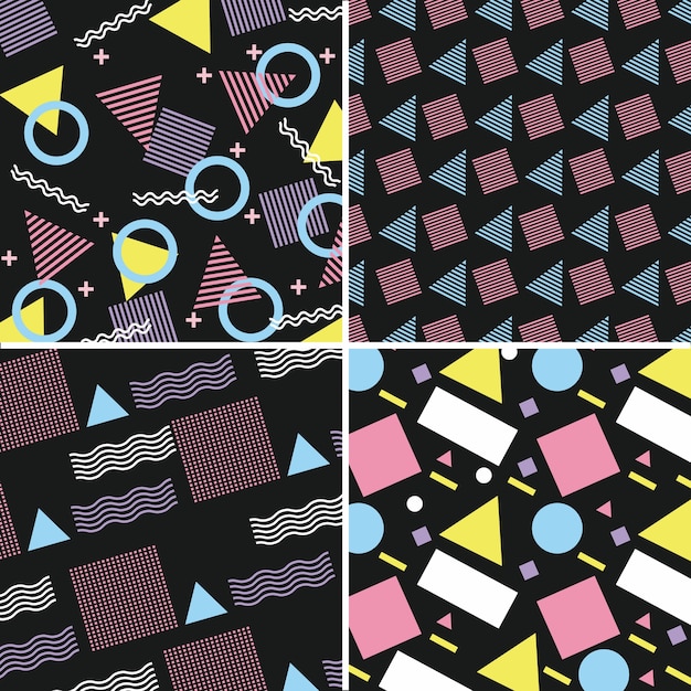 Memphis pattern retro set geometric