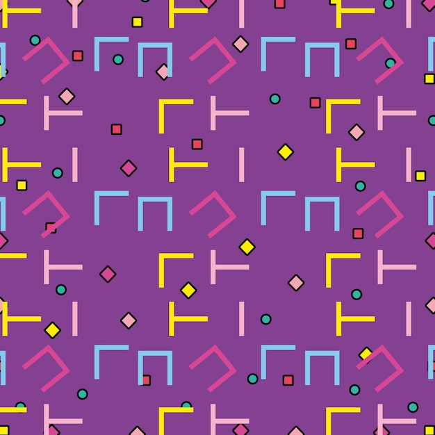 Memphis patterns colorful background