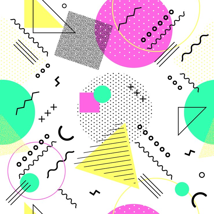 Vector memphis seamless pattern colorful.