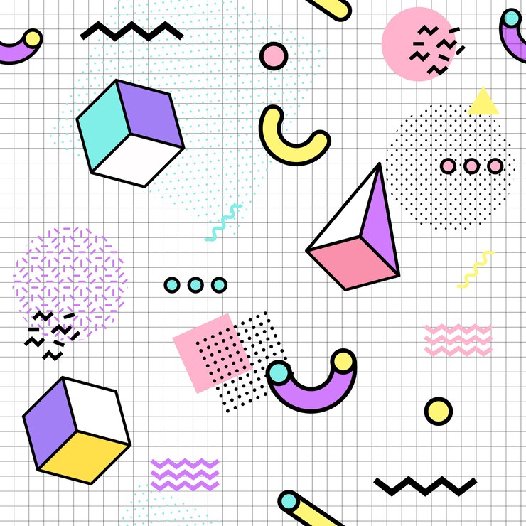 Vector memphis seamless pattern colorful 