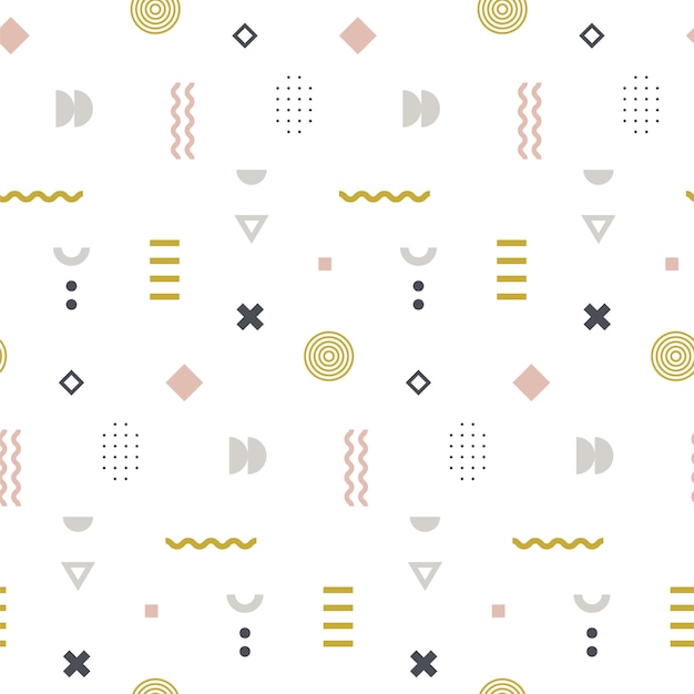 Vector memphis seamless pattern in pastel color.