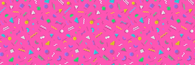 Memphis seamless pattern pink color