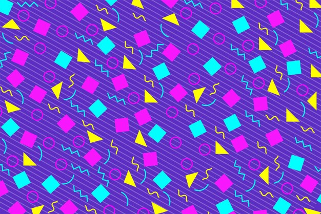 Vector memphis seamless pattern style on blue background trendy memphis style colorful geometric seamless p