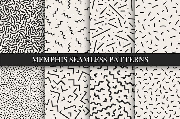 Vector memphis seamless patterns vector swatches collection retro design 8090s