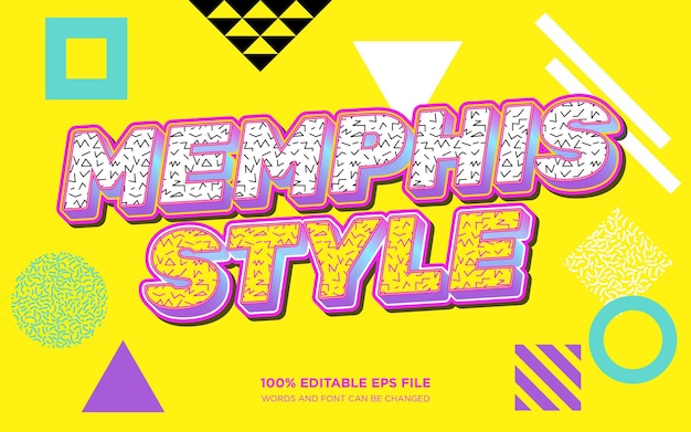 Memphis Style 3D bewerkbaar tekststijleffect