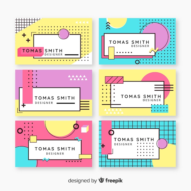 Vector memphis style business card template