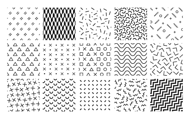 Memphis style and geometric abstract pattern collection