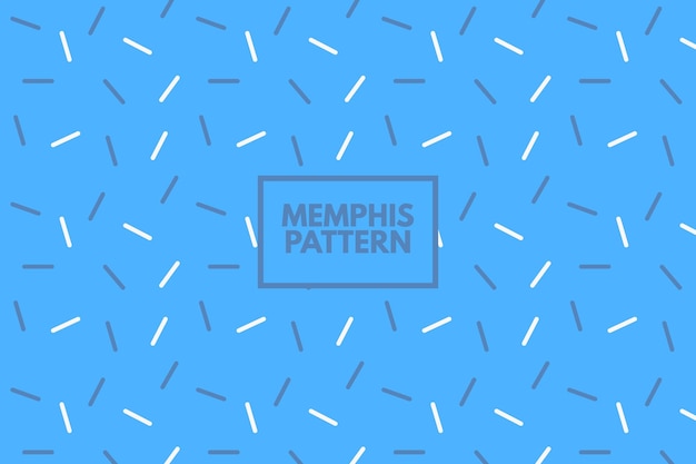Memphis style geometric line shapes. Vector seamless repeat simple pattern. Blue background
