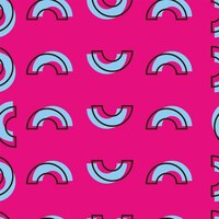 Vector memphis style seamless pattern background of semi circles in pink and blue color