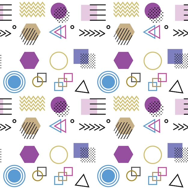 幾何学図形と幾何学模様のベクトル図とメンフィススタイル