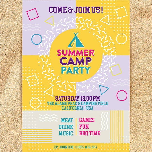 Poster del memphis summer camp party