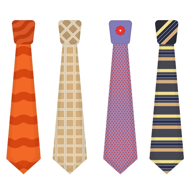 Men accessories colored ties fashioned big colored set neckties different types vector