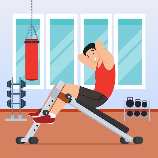 men are at the gym with a flat design style