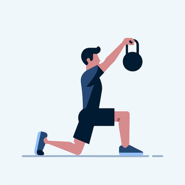 Vector men are at the gym with a flat design style