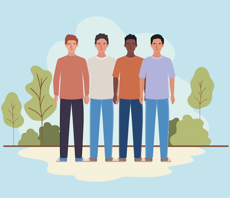 Vector men avatars trees and shrubs design, man boy male person people human social media and portrait theme  illustration