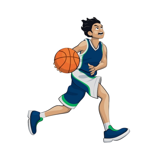 Вектор Мужской баскетбольный персонаж векторная иллюстрация мяч спортивный игрок корзина мальчик игра люди спорт
