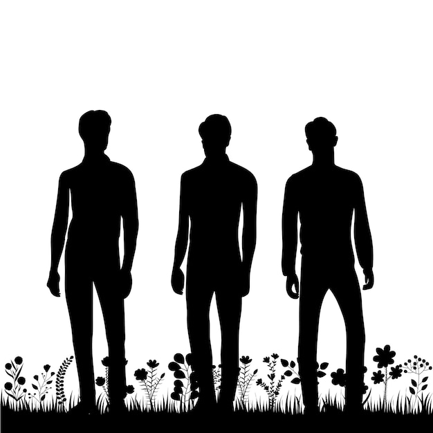 Vector men black silhouette isolated vector