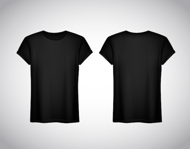 Premium Vector | Men black tshirt realistic mockup short sleeve tshirt ...