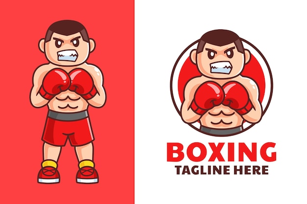 Vector men boxing cartoon logo design