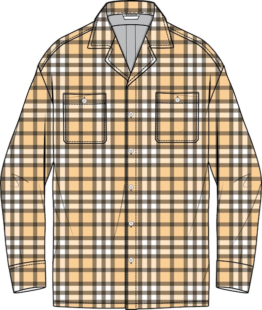 Vector men and boys wear checkered shirt with front pocket vector