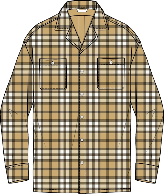 MEN AND BOYS WEAR CHECKERED SHIRT WITH FRONT POCKET VECTOR