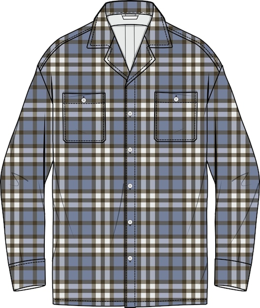 MEN AND BOYS WEAR CHECKERED SHIRT WITH FRONT POCKET VECTOR