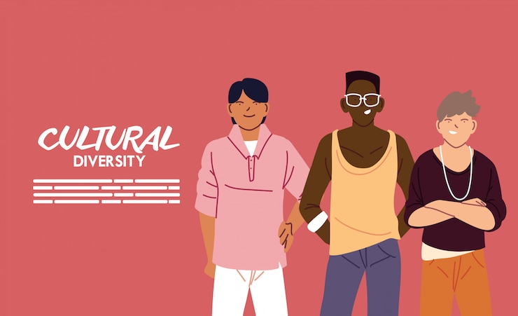 Vector men cartoons design, cultural and friendship diversity theme