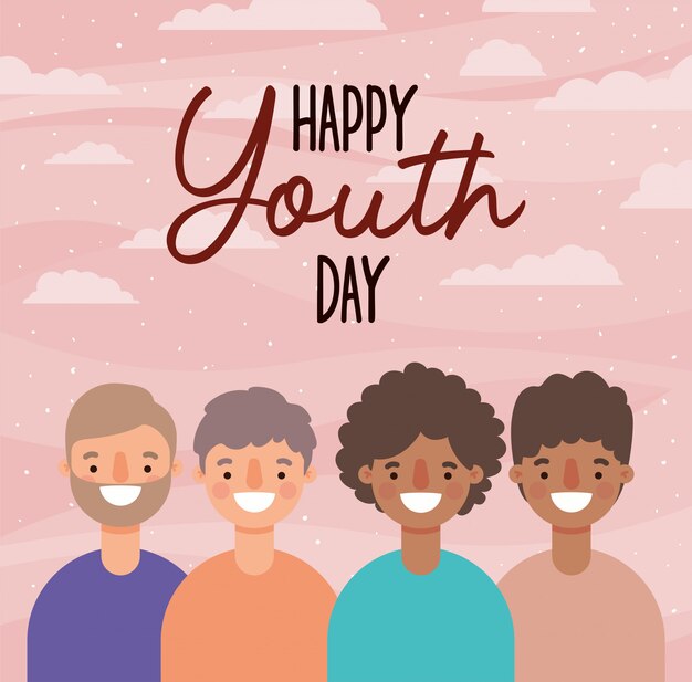 Men cartoons smiling of happy youth day