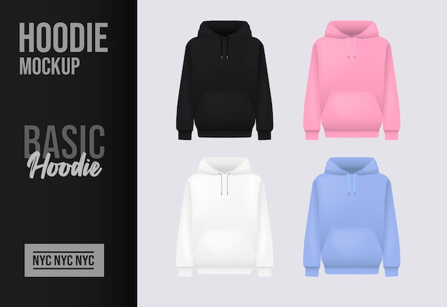 Men colors hoody design concept Realistic jumper mockup Long sleeve hoody template clothing