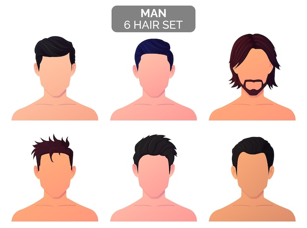 Men fashion hairstyle collection premium vector