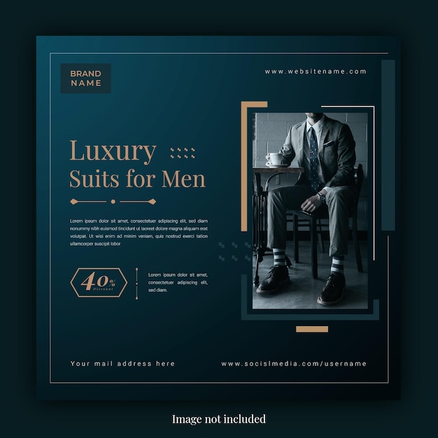 Men fashion instagram post design with luxury look and minimal shapes