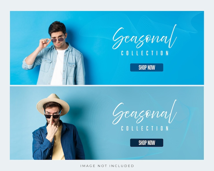 Vector 男性ファッションセールスウェブサイト バナーと波