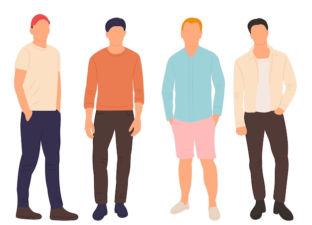 Vector men in flat style isolated vector