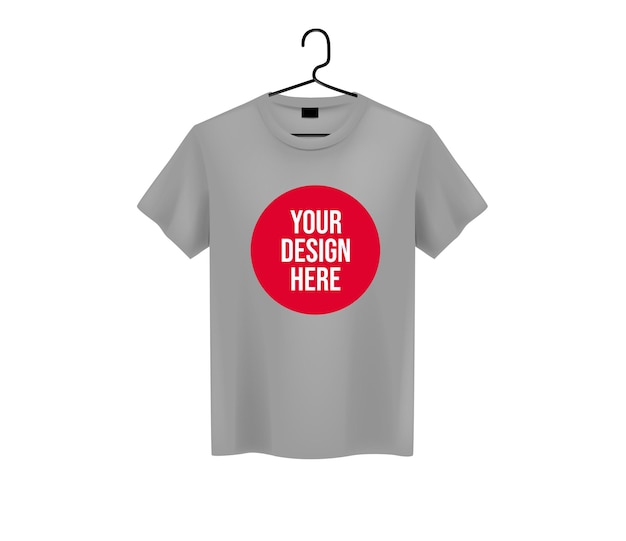 Tshirt grigia da uomo mockup realistico con testo del marchio per la pubblicità modello di tshirt a manica corta sullo sfondo