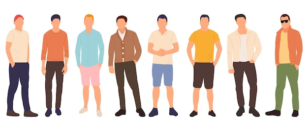 Men guys in flat style isolated vector