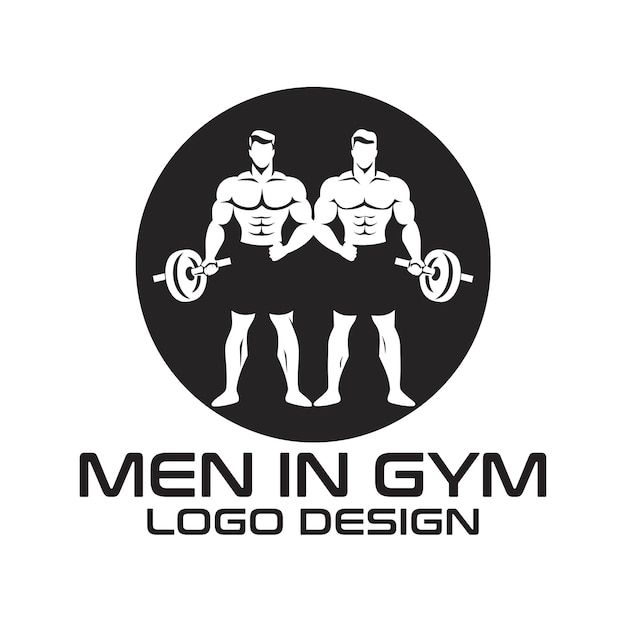 Vettore disegno del logo vettoriale degli uomini in palestra