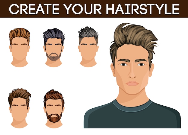 Vector men hair style symbol beard, mustache beard hipster men.