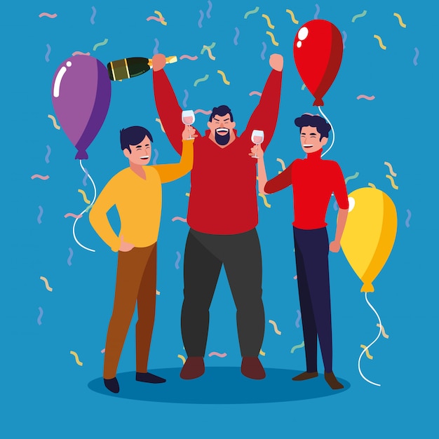 Vector men happy celebrating party avatar character