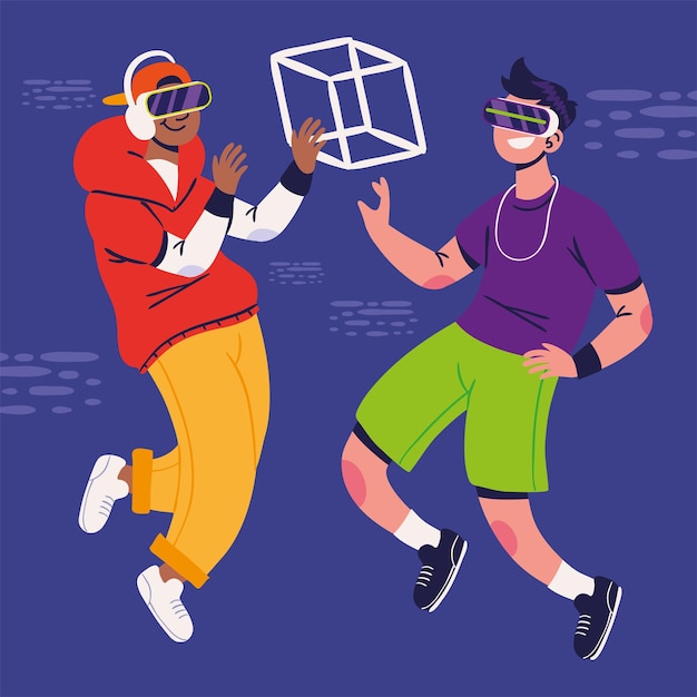 men interacting in metaverse