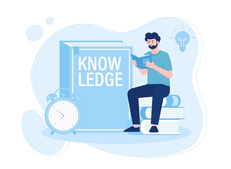 Vector men prepare for exams by reading books trending concept flat illustration