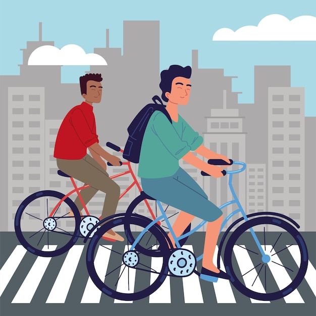 Men riding bicycle