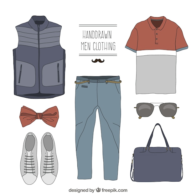 Men's clothing in hand drawn style