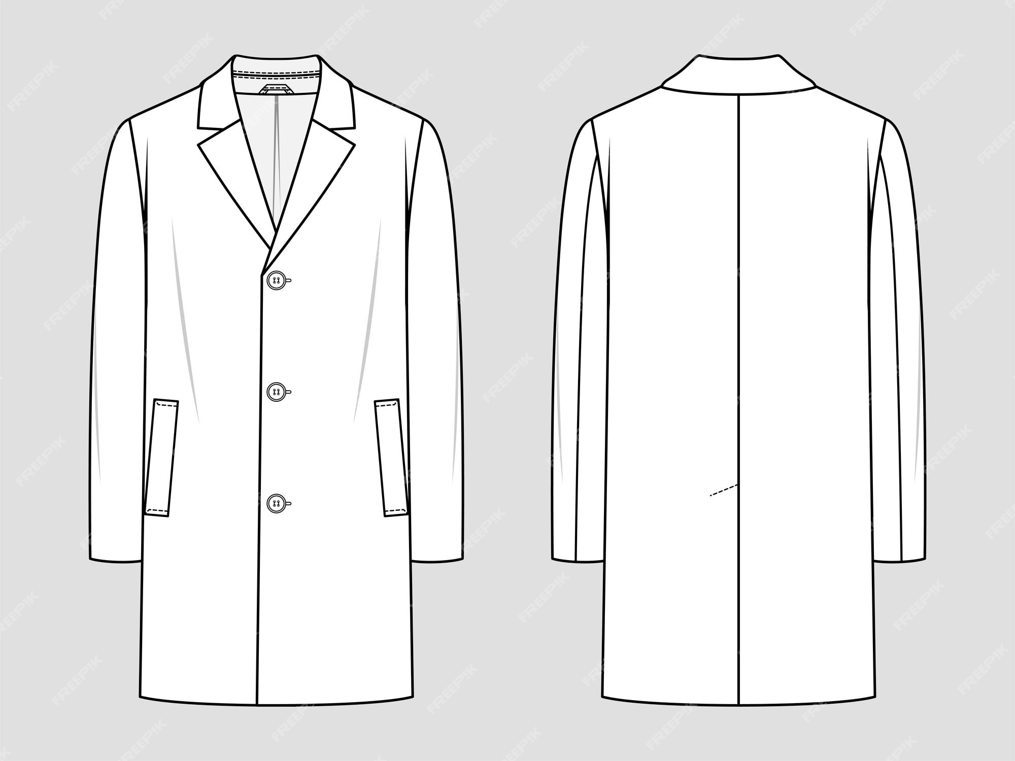 inerti gårdsplads Lure Premium Vector | Men's coat. classsic winter coat. fashion sketch. flat  technical drawing.