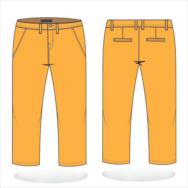 Men's Denim Long Pant fashion flat sketch template and Technical Fashion Illustration