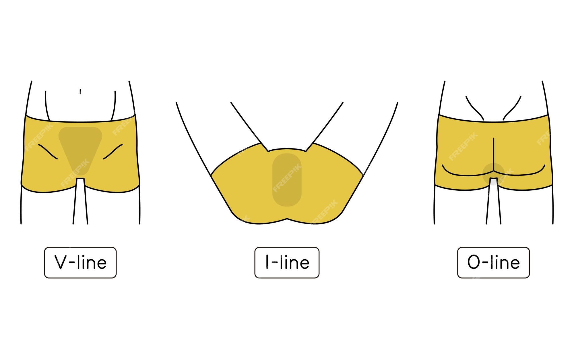 Premium Vector | Men's hair removal vline iline oline set underwear Premium Vector | Men's hair removal vline iline oline set underwear