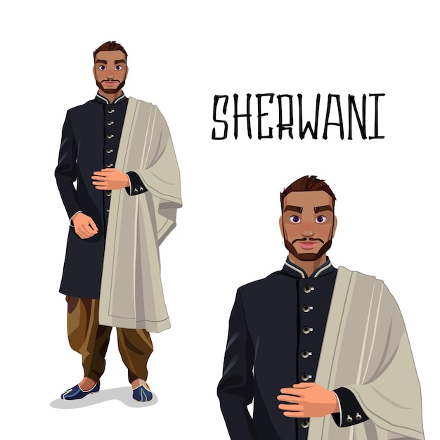 Vector men's indian clothing shervani