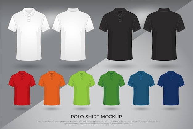 Vector men's polo shirt mockup.