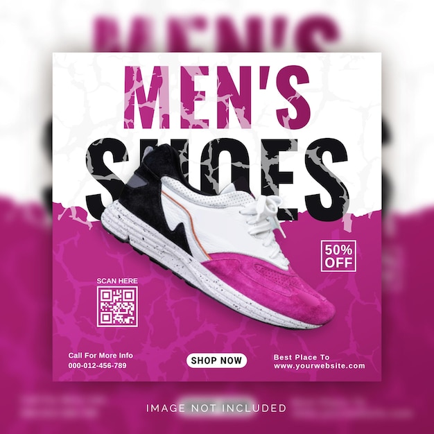 Vettore collezione di scarpe da uomo modello di post per instagram con banner per social media di scarpe sfumate arancione